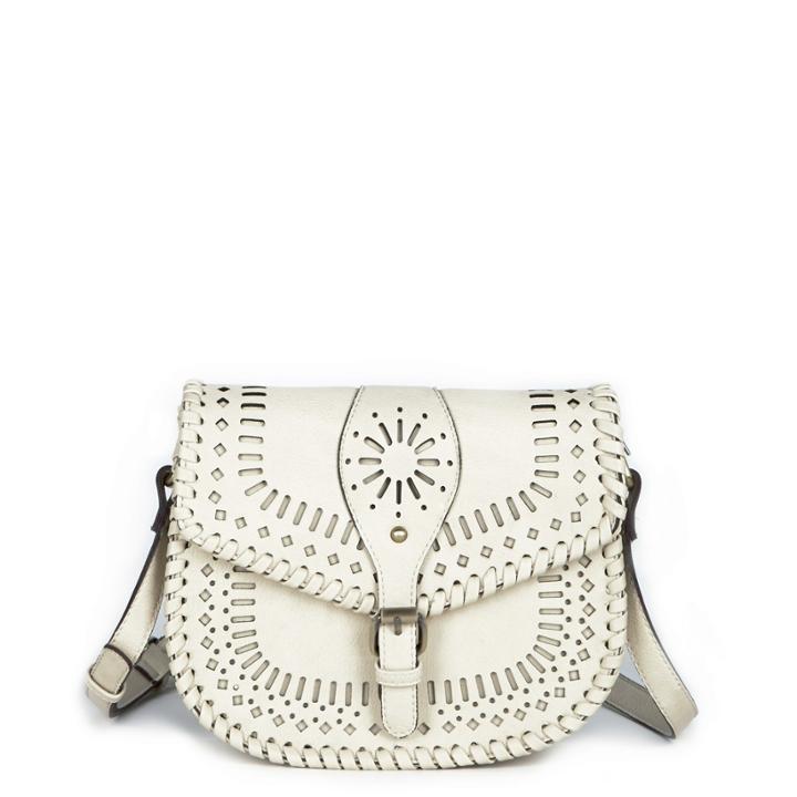 Sole Society Sole Society Kianna Lasercut Saddle Bag - Ivory