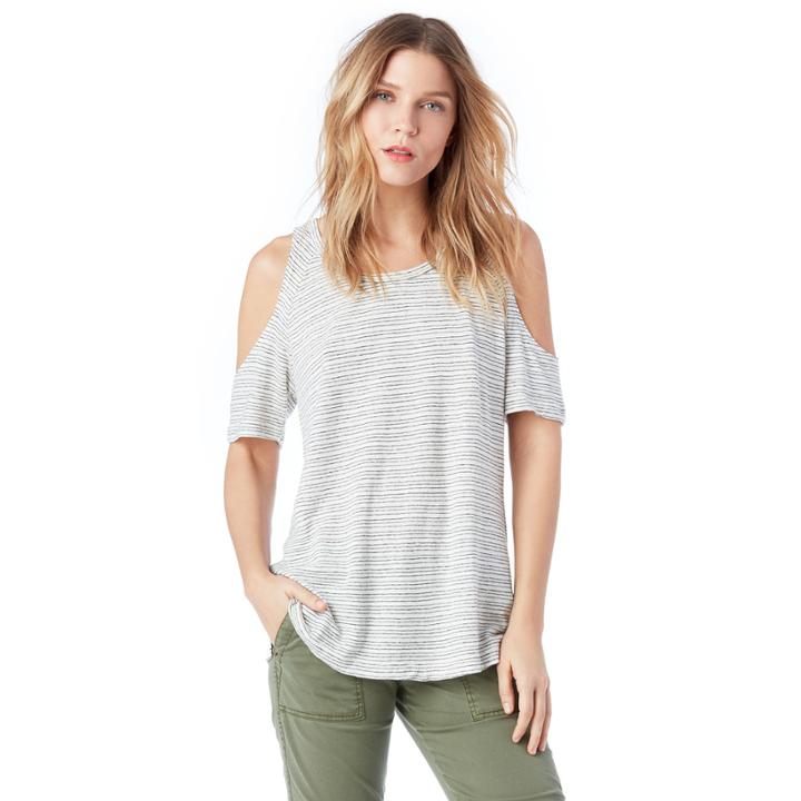Sanctuary Sanctuary Lou Striped Bare Shoulder Tee - Ecru-black Stripe