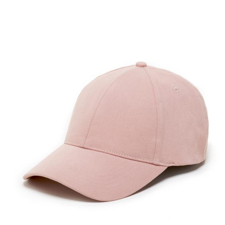 Sole Society Sole Society Denim Baseball Cap With Faux Leather Tab - Light Coral-one Size