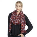 Sole Society Sole Society Aztec Pattern Scarf - Red Navy-one Size
