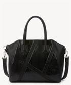 Sole Society Sole Society Chase Vegan Panel Satchel W/ Exotic Detail Bag Black Leather