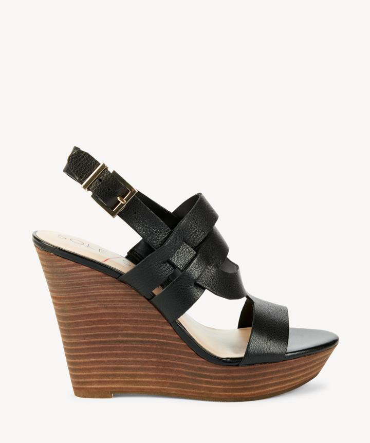 Sole Society Sole Society Jenny Platform Wedges Sandals Black Size 5.5 Leather