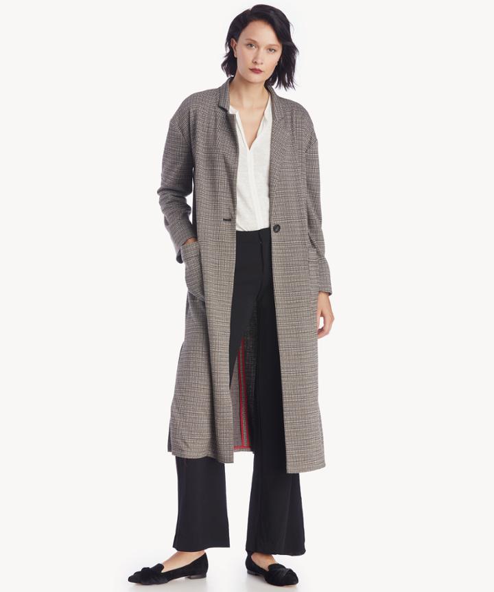 Sanctuary Sanctuary Women's Bespoke Long & Lean Duster In Color: Knits Hounds Check Size Xs From Sole Society