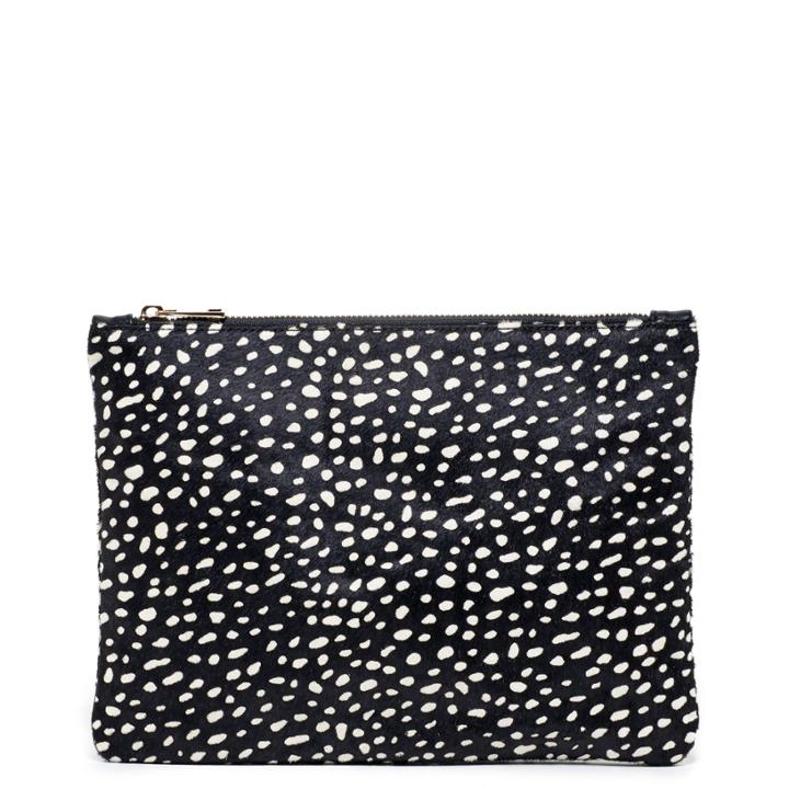 Sole Society Sole Society Dolce Genuine Haircalf Foldover Clutch - Black White
