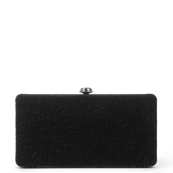 Sole Society Sole Society Lyn Exotic Velvet Box Clutch - Black