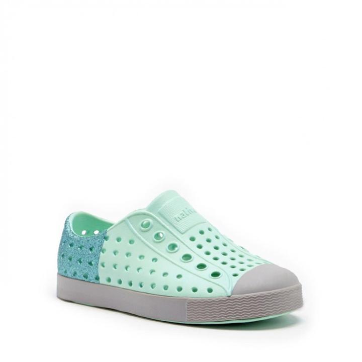 Native Native Jefferson Glitter Child Waterproof Sneaker - Yucca Blue Glitter-6t