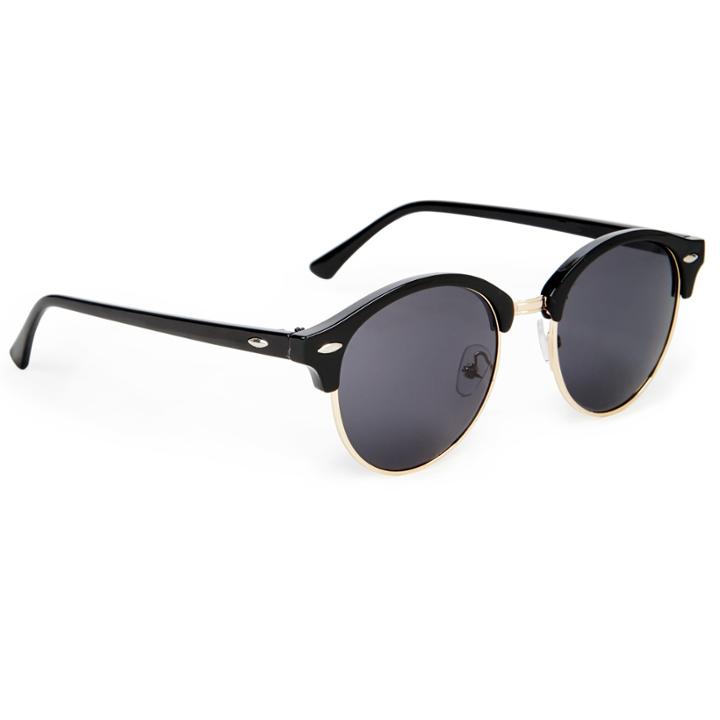 Sole Society Sole Society Vanderbilt Round Sunglasses W/ Brow Trim Detail - Black