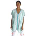 Sole Society Sole Society Embroidered Caftan With Fringe - Turquoise Combo