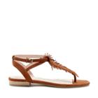 Sole Society Sole Society Mara T Strap Flat Sandal - Cognac-5