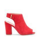 Sole Society Women's Easton Peep Toe Block Heels Red Size 5 Suede From Sole Society