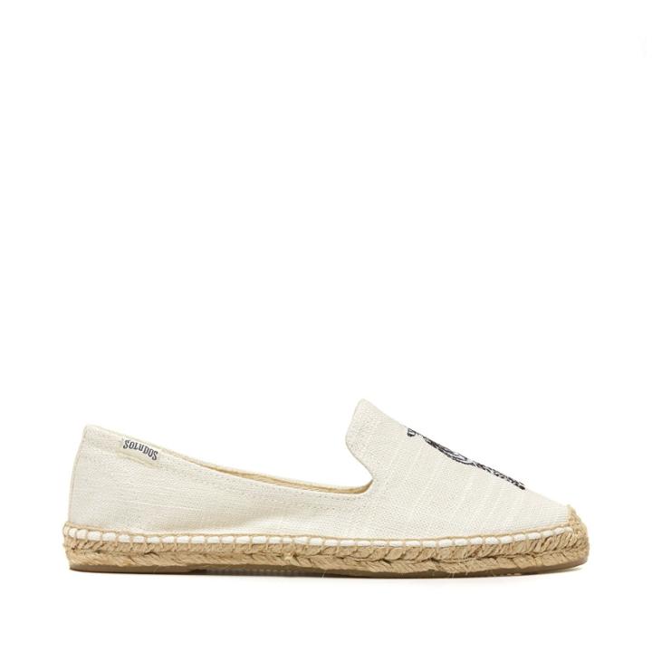 Soludos Soludos Zebra Smoking Slipper Embroidered Espadrille - White