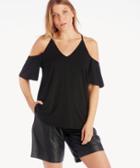 1. State Cold Shoulder Flounce Sleeve Knit Top Rich Black Size Extra Small From Sole Society