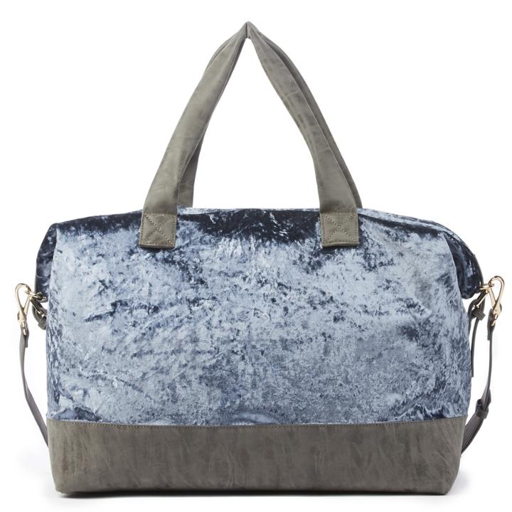 Sole Society Sole Society Venti Velvet Oversize Weekender - Slate Blue