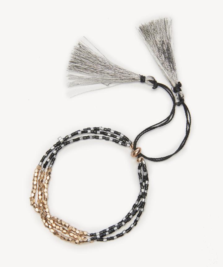 Sole Society Sole Society Beaded Tassel Bracelet Black Multi One Size Os