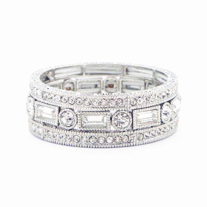 Sole Society Sole Society Pave Stretch Bracelet Set - Silver