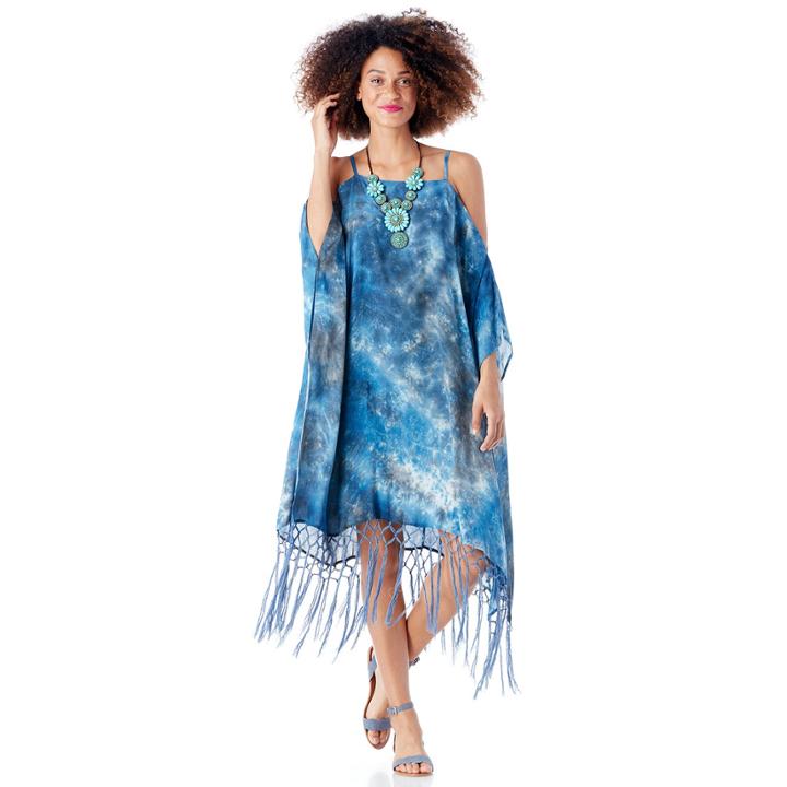 Sole Society Sole Society Tie Dye Print Cover-up - Navy