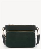 Sole Society Sole Society Bahara Genuine Suede Zippered Crossbody Bag In Color: Forest Green Vegan Leather