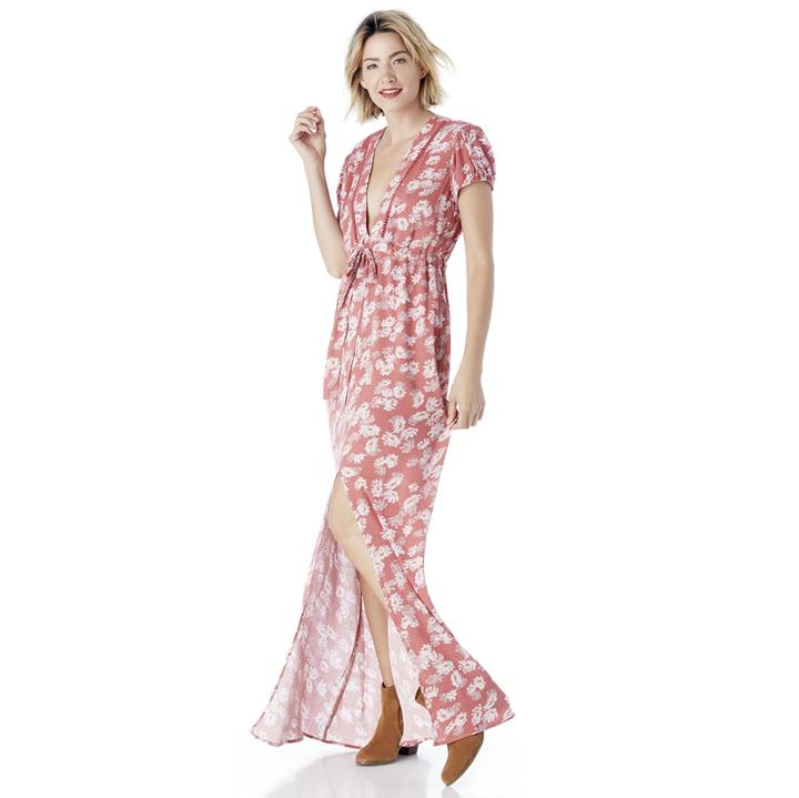 Wayf Wayf Maya Tie Waist Dress - Burnt Coral