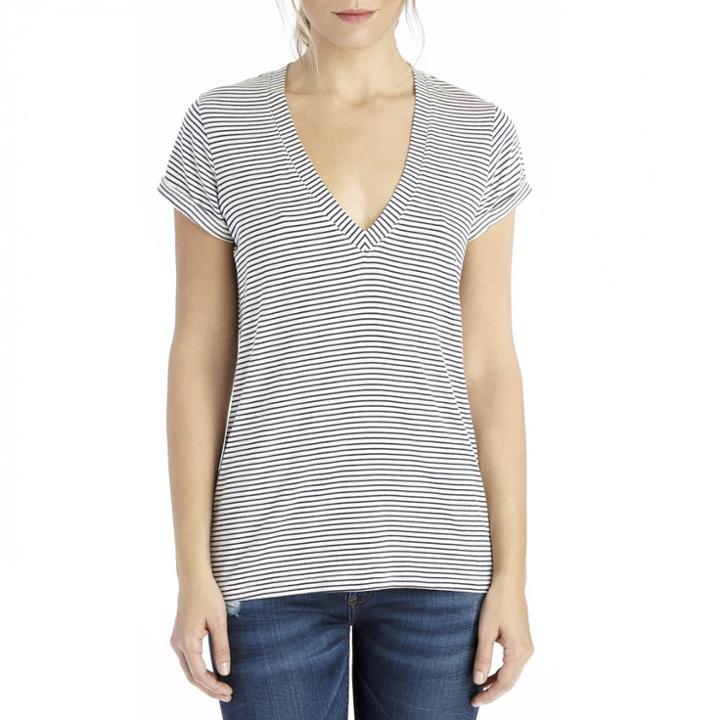 Stylesaint Stylesaint Beechwood Deep V Neck Tee - Stripe-x-small