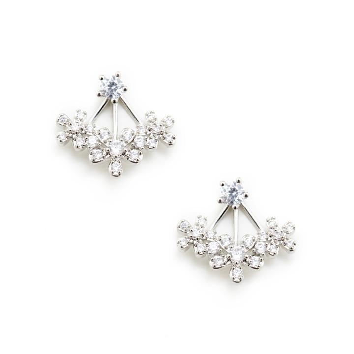 Sole Society Sole Society Floral Front To Back Earrings - Crystal-one Size