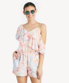 1. State 1. State S/s Romper W/ Asymmetrical Ruffle Antique White Size Extra Small From Sole Society