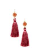 Sole Society Sole Society Gold Filled Stone Tassel Earring Mauve One Size Os