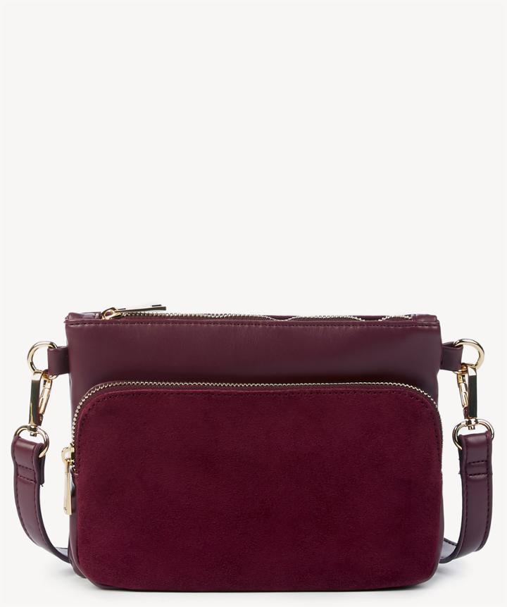 Sole Society Sole Society Bahara Genuine Suede Zippered Crossbody Bag In Color: Oxblood Vegan Leather