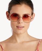 Sole Society Sole Society Reeso Oversize Round Clear Lens Sunglasses Rose One Size Metal
