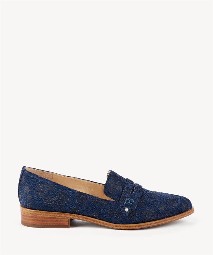 Sole Society Sole Society Jessica Smoking Slippers Denim Size 5.5 Haircalf