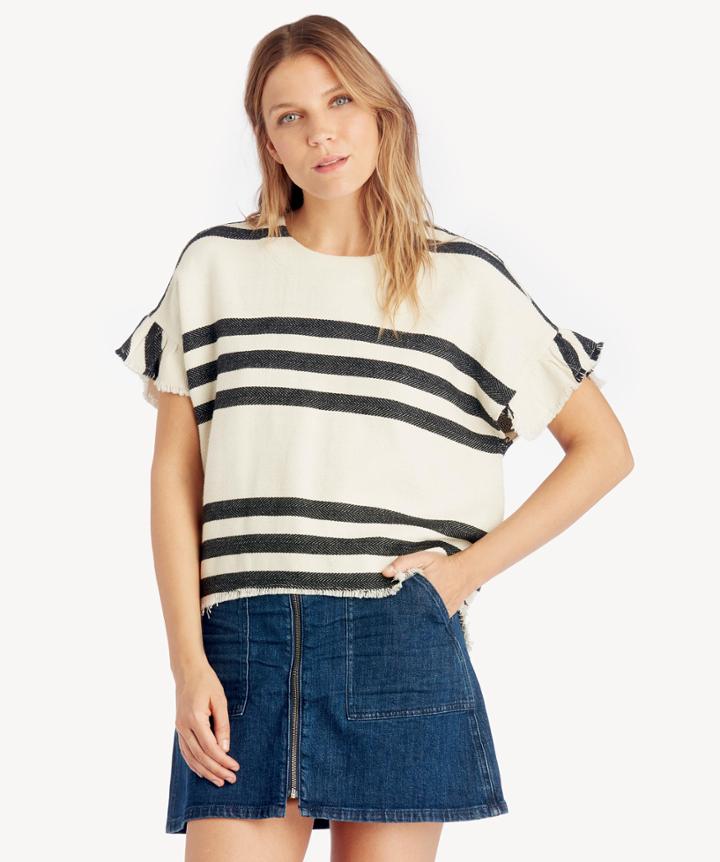 Dra Dra Women's Arden Top In Color: Copenhagen Stripe Size Xs Cotton Yarn Dye Jacquard From Sole Society