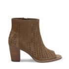 Toms Toms Majorca Perforated Leaf Bootie Perforated Peep Toe Bootie - Toffee