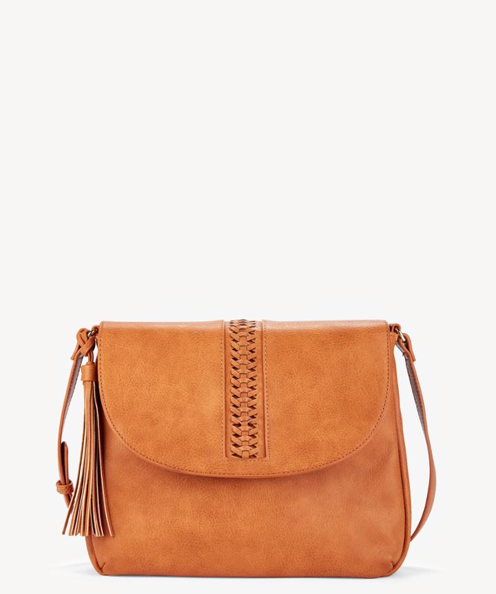 Sole Society Sole Society Tara Messenger Vegan Whipstitch Bag Cognac Leather