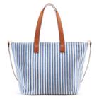 Sole Society Sole Society Linds Medium Fabric Tote - Blue/cream-one Size