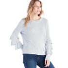 1. State 1. State Tiered Ruffle Sleeve Sweater - Grey Heather
