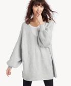 1. State 1. State Women's V Neck Bubble Sleeve Sweater In Color: Lt Heather Grey Size Xs From Sole Society