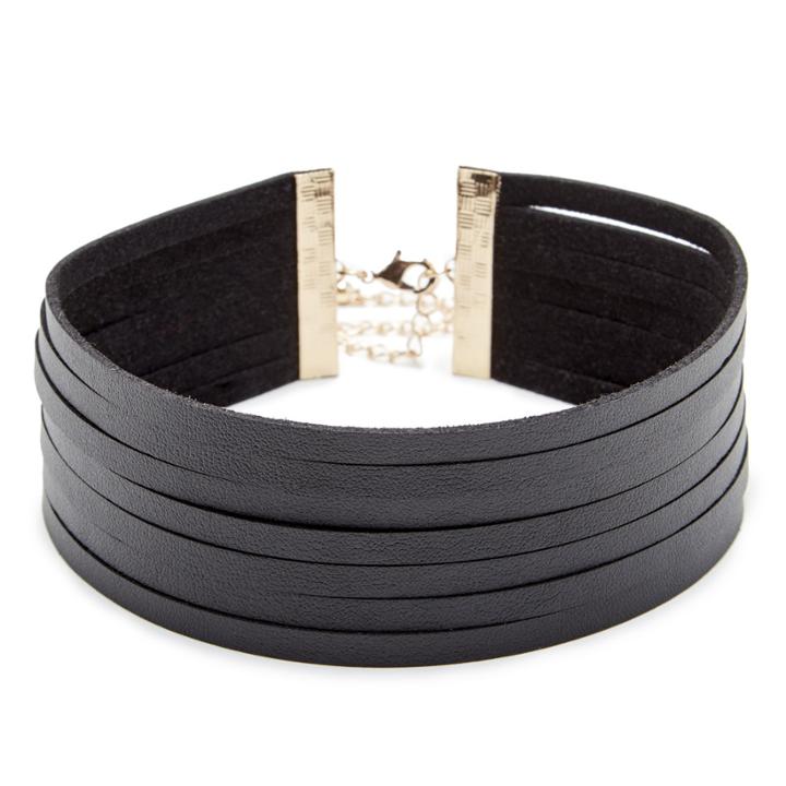 Sole Society Sole Society Leather Layered Choker - Black