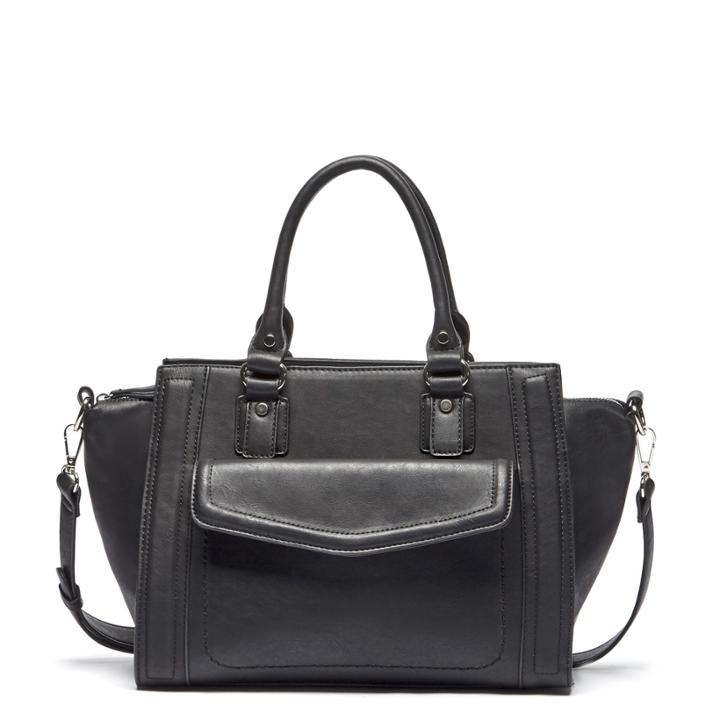 Sole Society Sole Society Johnson Medium Satchel W/ Front Pocket - Black