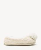 Sole Society Women's Cable Knit Slippers With Faux Fur Pom Ivory Size S/m Acrylic Polyester From Sole Society