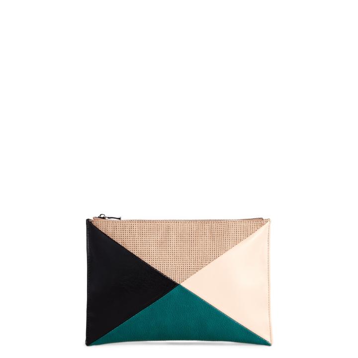 Sole Society Sole Society Steph Vegan Patchwork Clutch - Black/teal