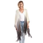 Sole Society Sole Society Dip Dyed Poncho W/ Fringe - Charcoal-one Size