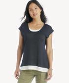 Vince Camuto Vince Camuto Extend Shoulder Colorblocked Linen Tee Dark Navy Size Extra Small From Sole Society