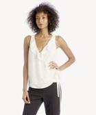 Vince Camuto Vince Camuto Women's S/l Wrap Front Ruffle V Neck Blouse In Color: Antique White Size Xs From Sole Society