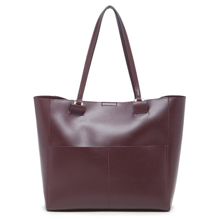 Sole Society Sole Society Glenn Dual Pocket Vegan Tote - Oxblood