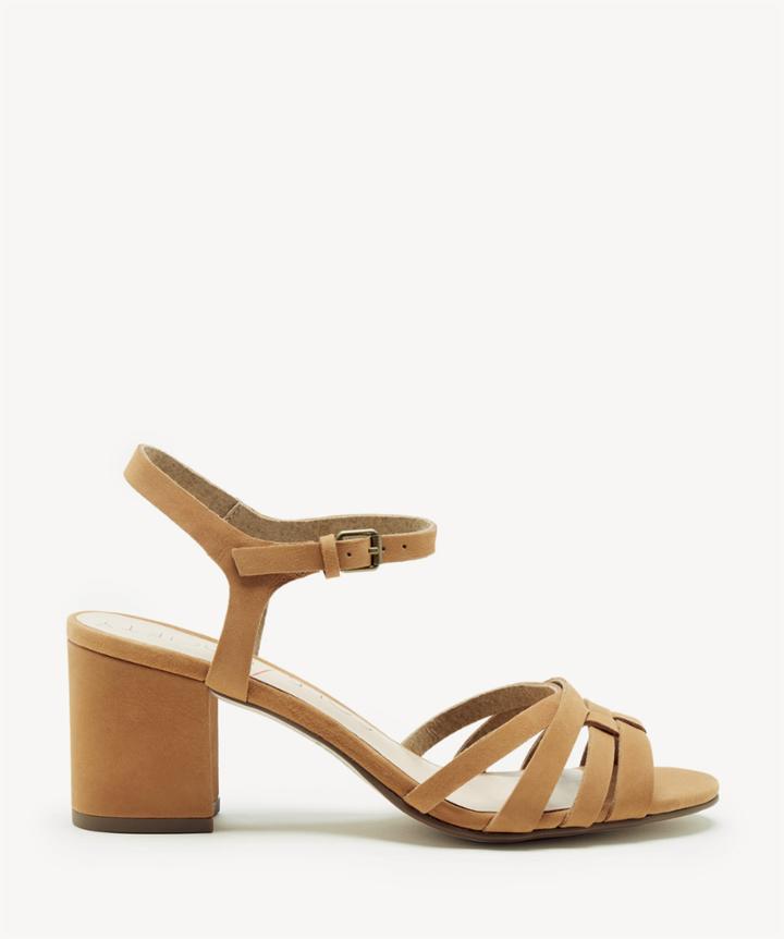 Sole Society Sole Society Paulina Ankle Strap Heels Sandals Camel Size 5.5 Leather