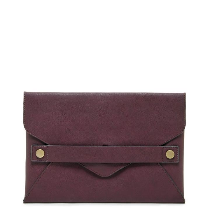 Sole Society Sole Society Karen Vegan Foldover Clutch W/ Stud Detail - Oxblood-one Size