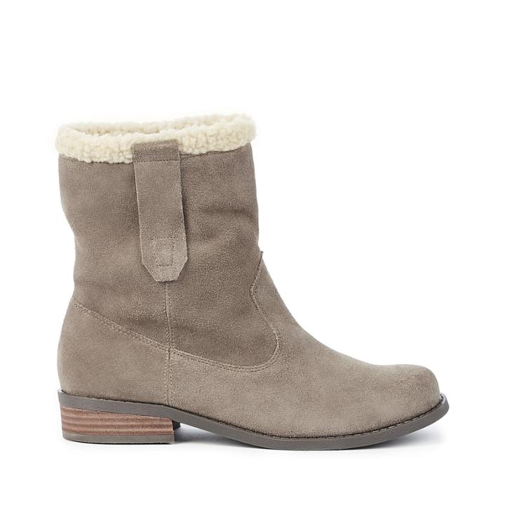 Sole Society Sole Society Verona Faux Shearling Ankle Bootie - Dark Mushroom