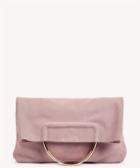 Sole Society Sole Society Darci Clutch Genuine Suede Foldover With Metal Detail Blush