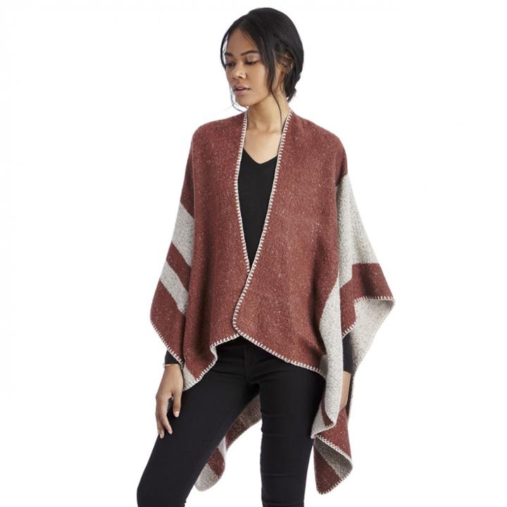 Sole Society Sole Society Reversible Colorblock Ruana - Burgundy