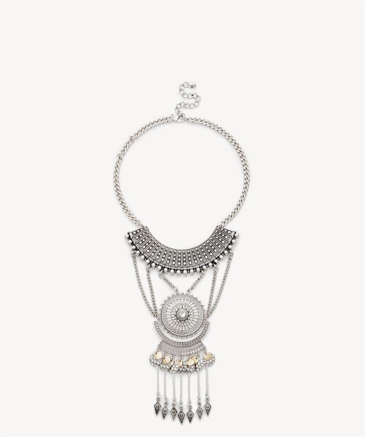 Sole Society Sole Society Oversize Aztec Necklace Silver One Size Os