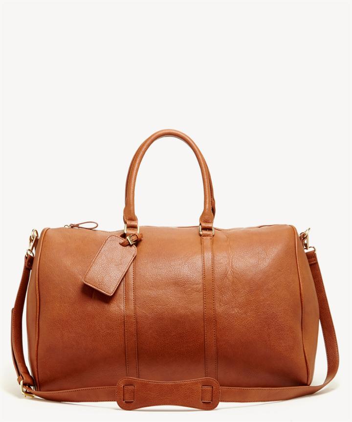Sole Society Sole Society Lacie Vegan Weekender Bag Brown Leather